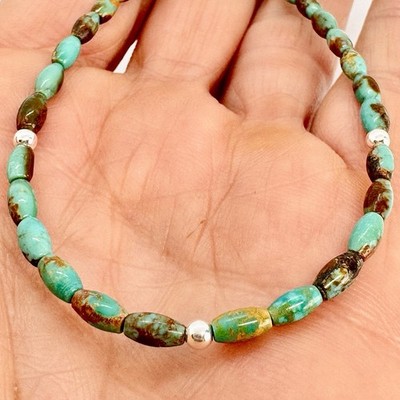Navajo Blue Turquoise Heishi Beads & Navajo Pearls Bracelet 7.5 inches Native