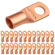 25pcs 1/0 AWG 3/8" Stud Battery Lugs, Ring Terminals, Heavy Duty Copper Wire ...
