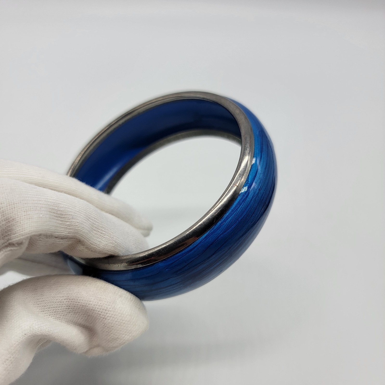 Blue Metal Bangle Statement Bracelet - image 5