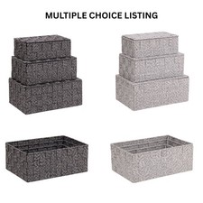 Set of 3 Storage Baskets or Lidded Storage Boxes with lid, storage Hamper basket