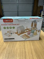 ATOYLINK Wooden Tableware Set   33 PCS Kids Pretend Play Kitchen Toy 3 