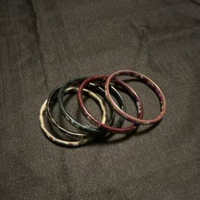 Vintage Multicolor Enamel Floral Bangle Bracelets Set of 5 for Women