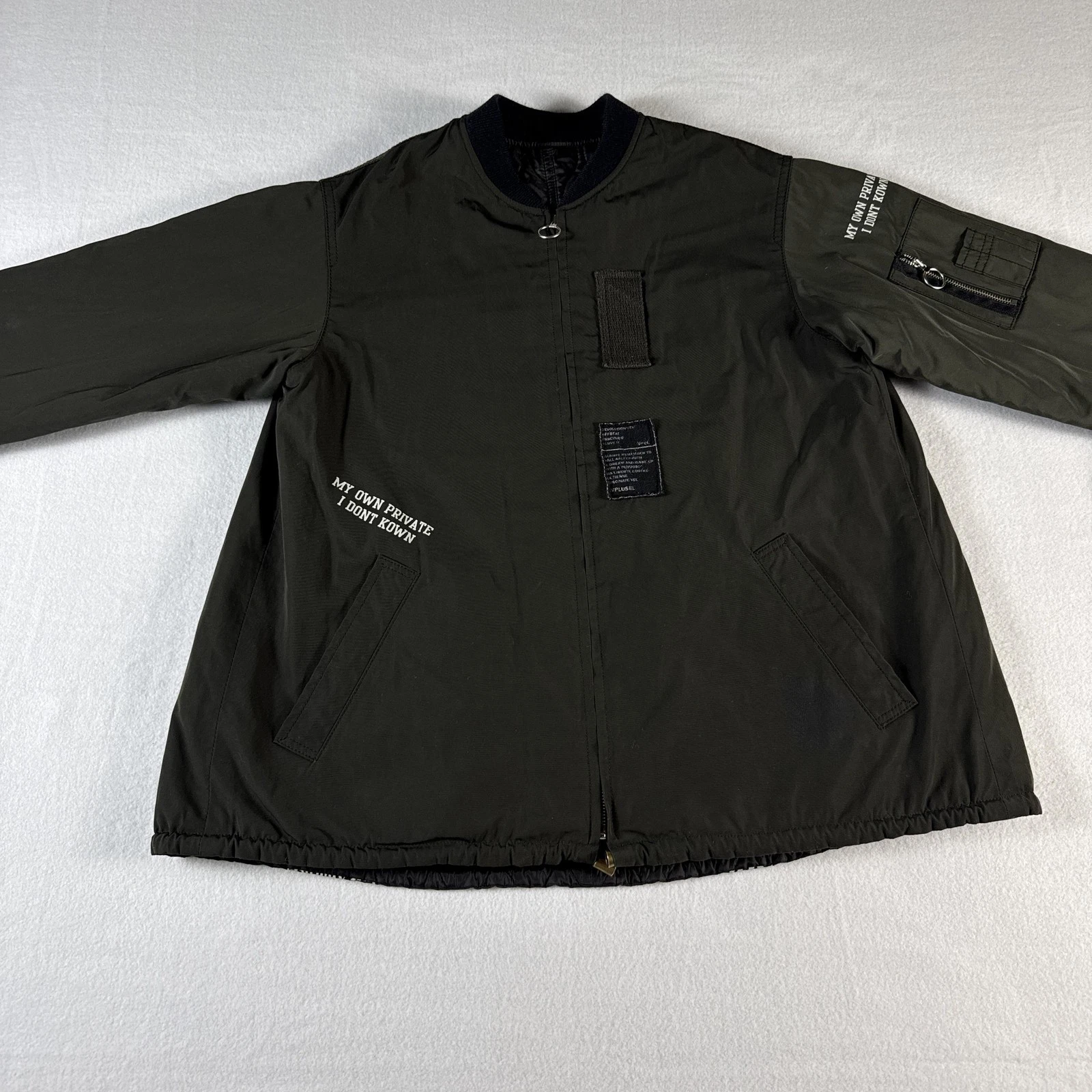 VPLUSEL Jacket Mens Large Green Bomber Quilted Lined Full Zip Pockets Insulated