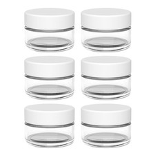 6 Empty 18ML Clear Plastic Cosmetic Sample Pot Jars Travel Size Container W Lids