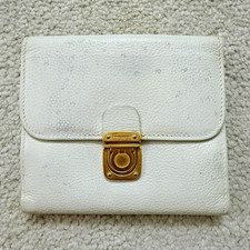 Salvatore Ferragamo White Women's Bifold Wallet Logo Theme Snap, Credit Card