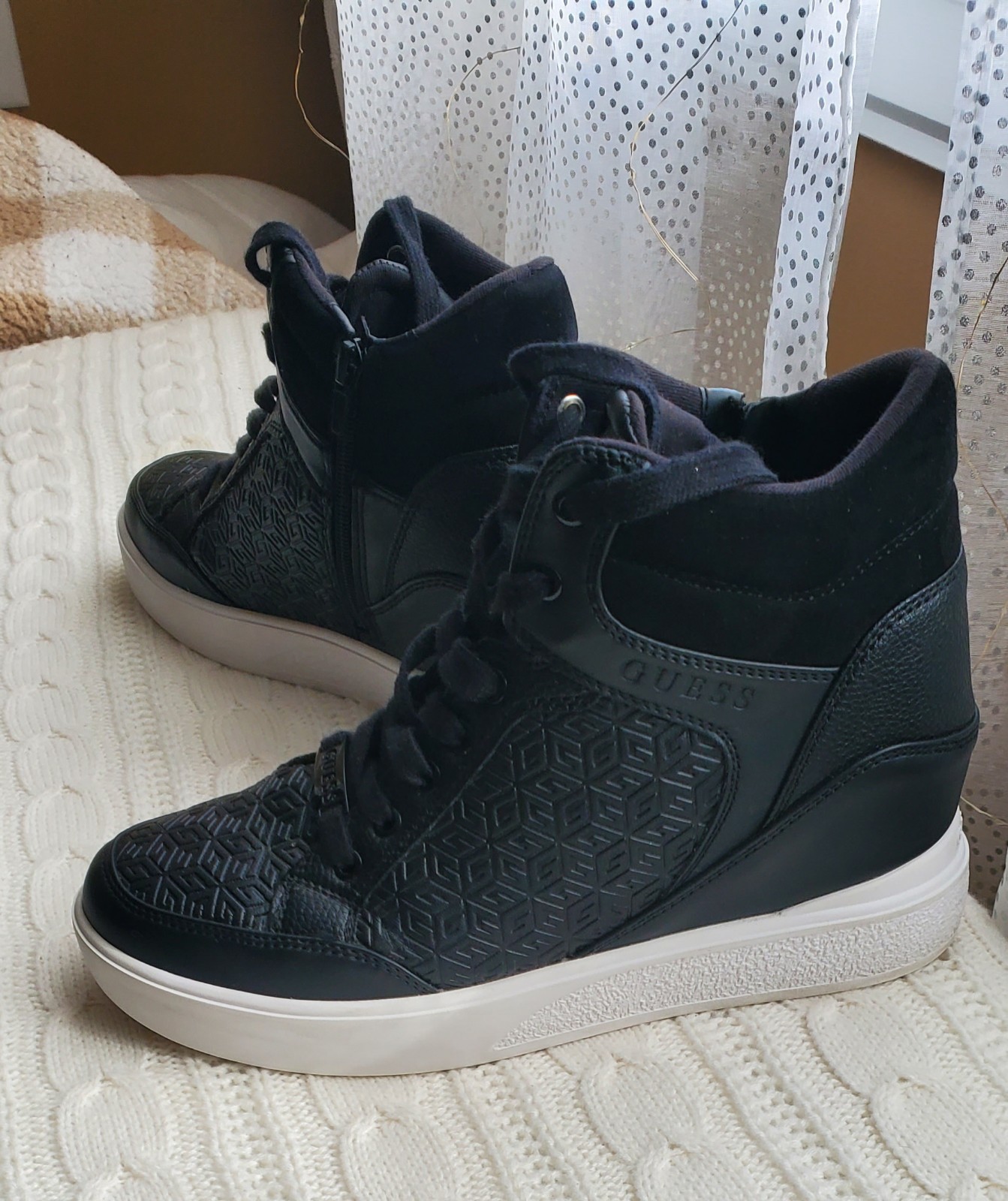 GUESS Women's Black Patterned High-Top Sneakers - image 5