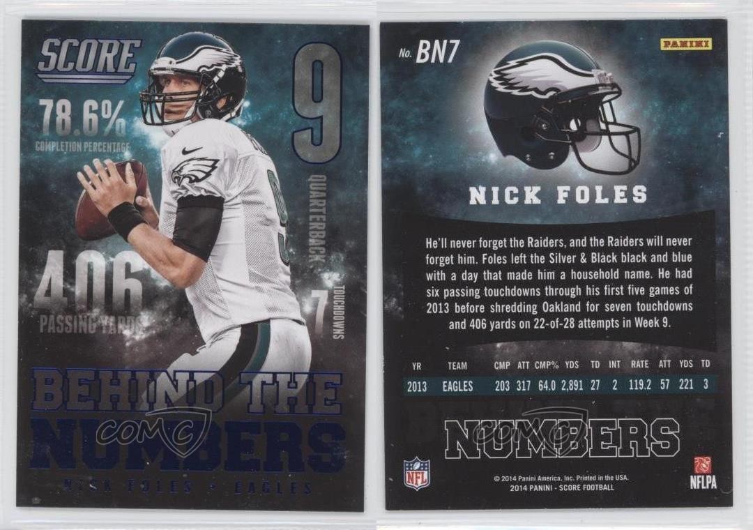 2014 Score Behind The Numbers Nick Foles #BN7 1j2 | eBay
