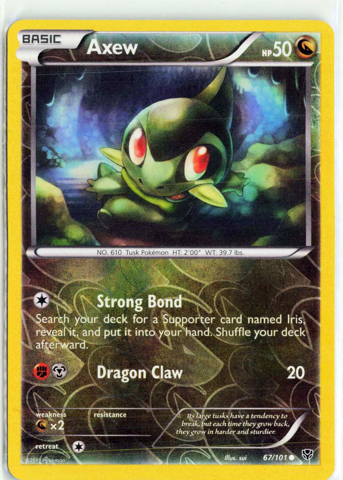 Axew 67/101 Plasma Blast Holo Common Pokemon Card LP