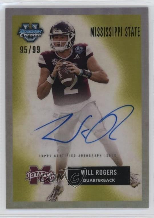 2023 Bowman U Chrome 1955 Football 95/99 Will Rogers #55B-WR Auto y5d