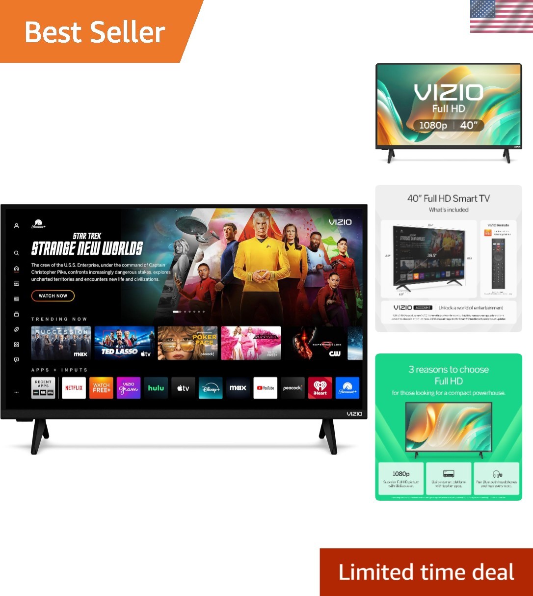 40-Inch Full HD Smart TV with Bluetooth Google Cast Stunning Picture Quality