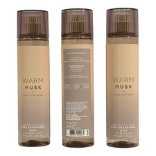 Bath Body Works WARM MUSK Fine Fragrance Mist 8 oz 3-PACK