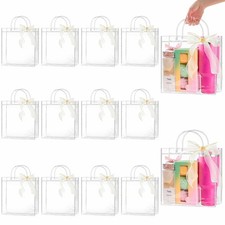 20 PCS Clear Plastic Gift Bags with Handles, Reusable Party Favor Bags with R...