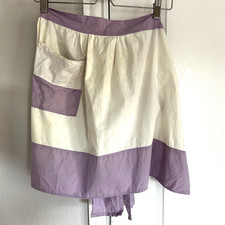 Vintage Linen Half Apron w/ Pocket Country Cottage Kitschy Retro Farmhouse