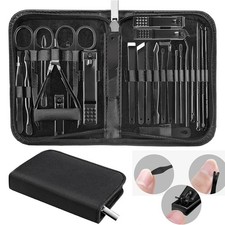 26Pcs Manicure Pedicure Set Stainless Steel Nail Clipper Kit Case for Men Women
