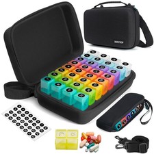 Monthly Pill Organizer 2 Times a Day, Slim 30 Day Pill Boxes Organizer AM PM ...