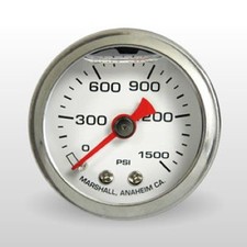 Marshall Nitrous Gauge Cw01500 0-1500 Psi 1-12 In. Liquid Filled Whitechrome Marshall Nitrous Gauge Cw01500 0-1500 Psi 1-12 In. Liquid Filled Whitechrome
