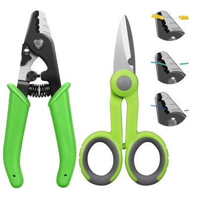 2 Piece 3 Hole Fiber Optic Stripper 125um-250um Coating Scissors FTTH Kit