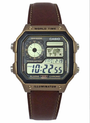 Casio AE-1200WHL-5AV, World Time Watch, Chronograph, 5 Alarms, 10 Year Battery