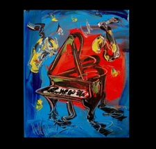PIANO  JAZZ  ARTWORK Large Abstract Modern Original Oil Painting REERG