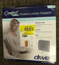 Drive Medical Comfort Touch Heated Lumbar Support Cushion, Gray 8A