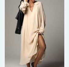NWT Anthropologie Long Sleeve Sheer Pleated Midi Dress