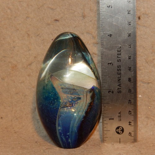 EICKHOLT Large 1993 Signed Art Glass Paperweight Egg Studio Dichroic Glitter - Picture 13 of 14