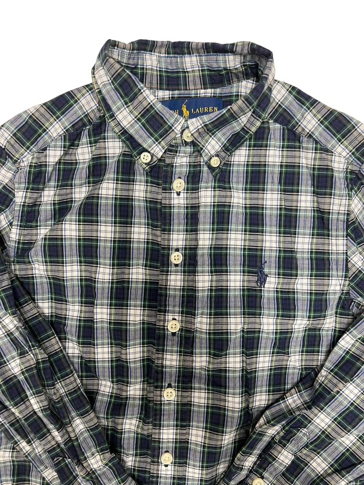 Ralph Lauren женщин длинным рукавом зеленый и синий клетку кнопка вверх платье рубашка размер S - Изображение 2 из 4