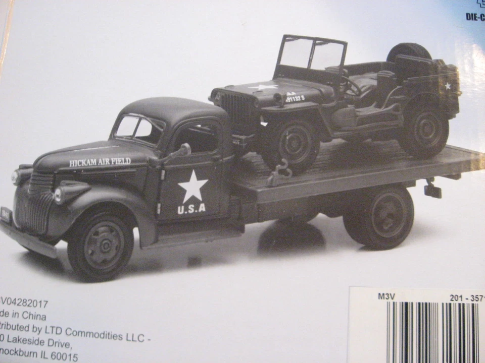 Chevrolet grúa retrovertida Gate Military 1941 y Jeep diecast en caja original Foto 2 de 4