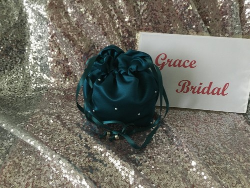 TEAL GREEN SATIN DOLLY BAG BRIDESMAID PROM FLOWER GIRL **free swatches** - Picture 9 of 25