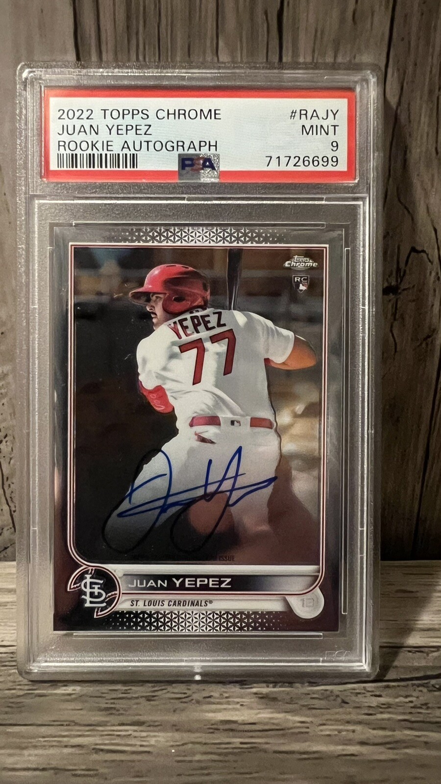 2022 Juan Yepez Topps Chrome Auto PSA 9
