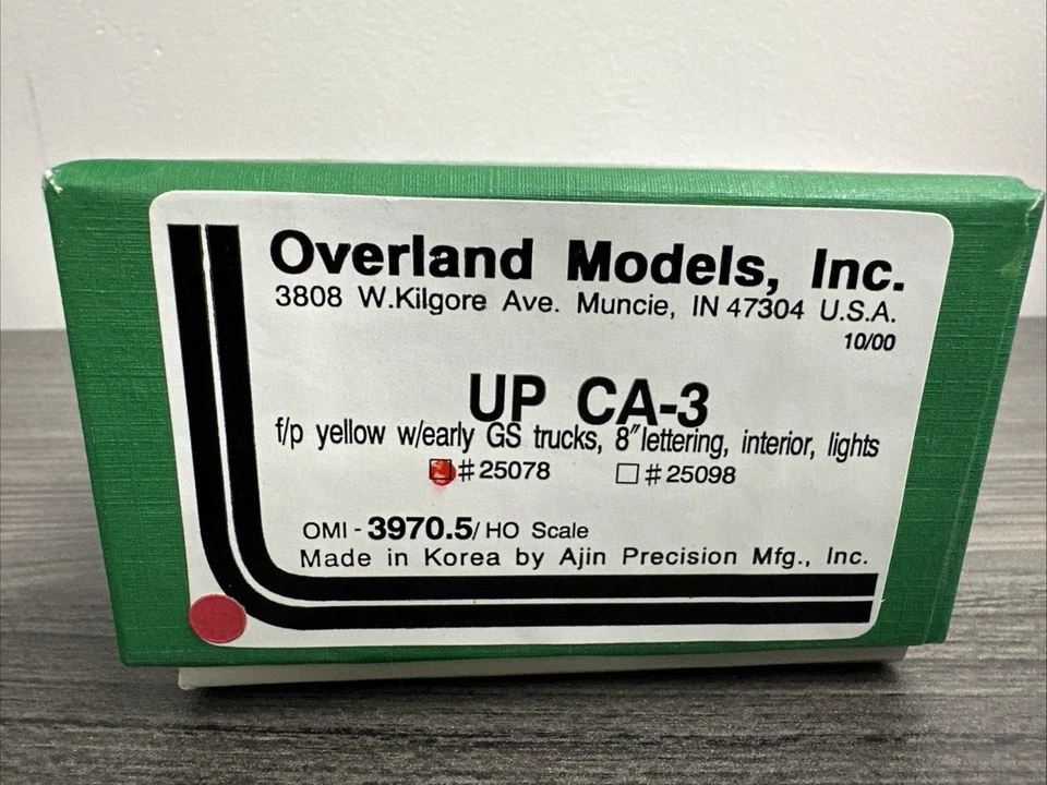 Overland Models HO Brass #3970.5 Class CA-3 Caboose Union Pacific #25078 FP LNIB - Image 2 of 4