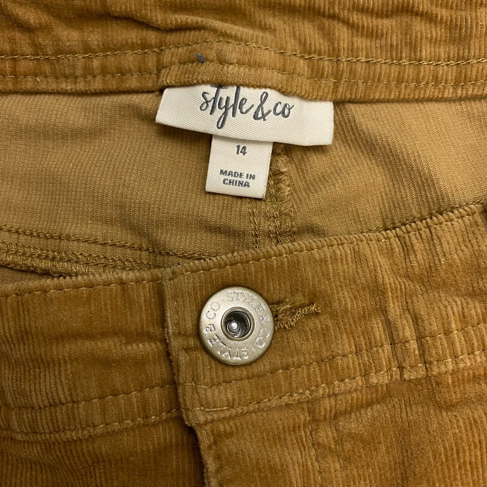 Pantalones de pana Style & Co de pierna recta para mujer talla 14 beige tostado Foto 3 de 4