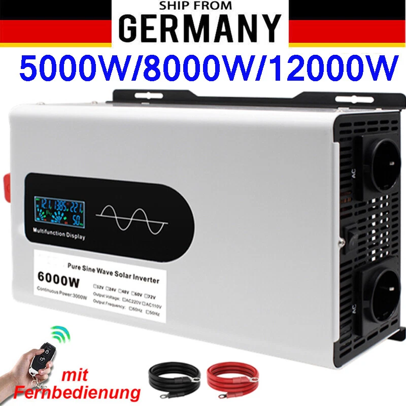 MARKENLOS 8000W 12000W Max 12V 24V 48V - 230V Reiner Sinus Spannungswandler Wechselrichter