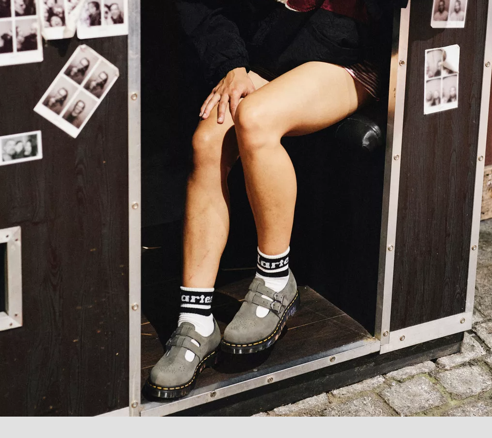 DR. MARTENS 8065 LEA MARY JANE in Milled Nubuck Nickle Grey MSRP