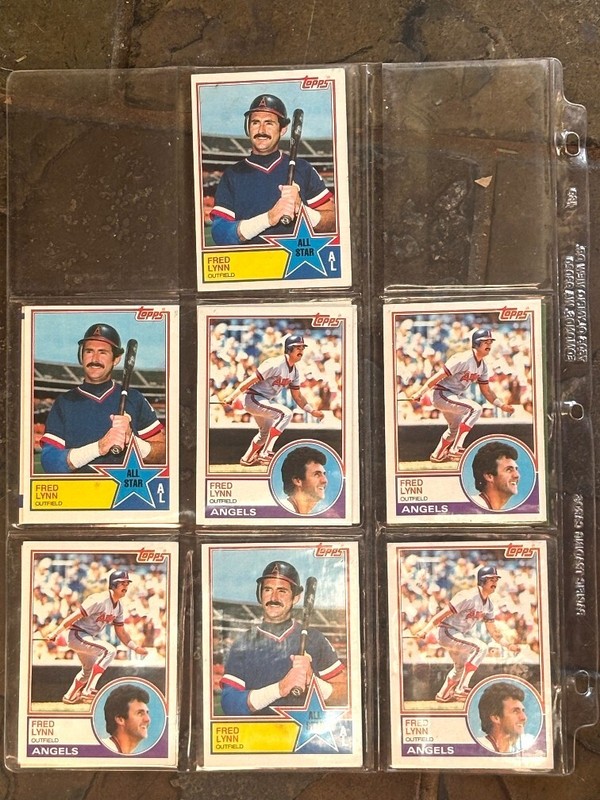 1983 Topps Fred Lynn Regular (520) and All Star (392) 7 Card lot HOF Angels