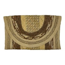 Vintage 70s Large Woven Rattan Straw Envelope Clutch Bag Handbag Boho Festival