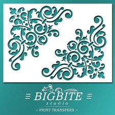 STENCIL SHABBY CHIC: Pergamena angolare ornamentale 01 (stampa mobili fai da te) #040