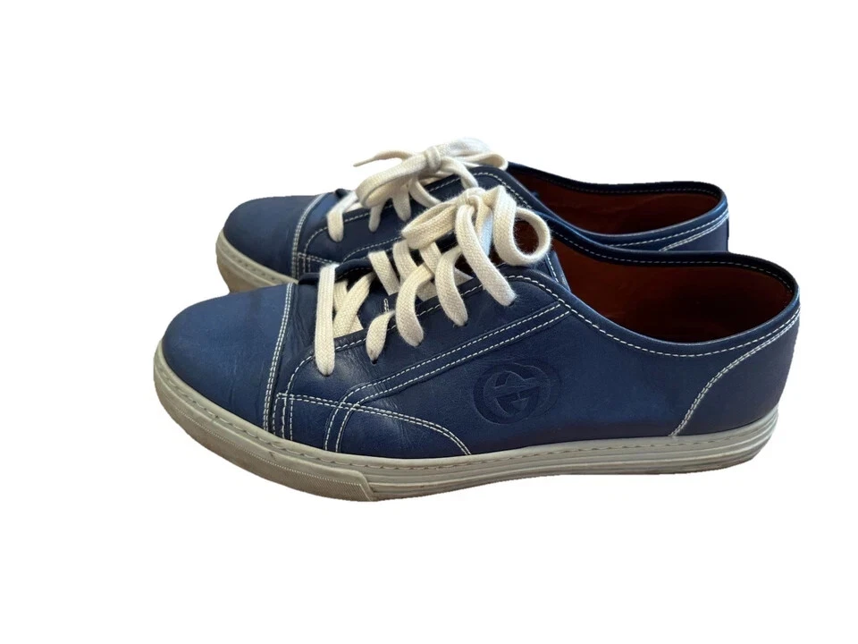 Baskets basses à lacets en cuir bleu marine Gucci taille US 9,5   UK 9,5   IT 42,5