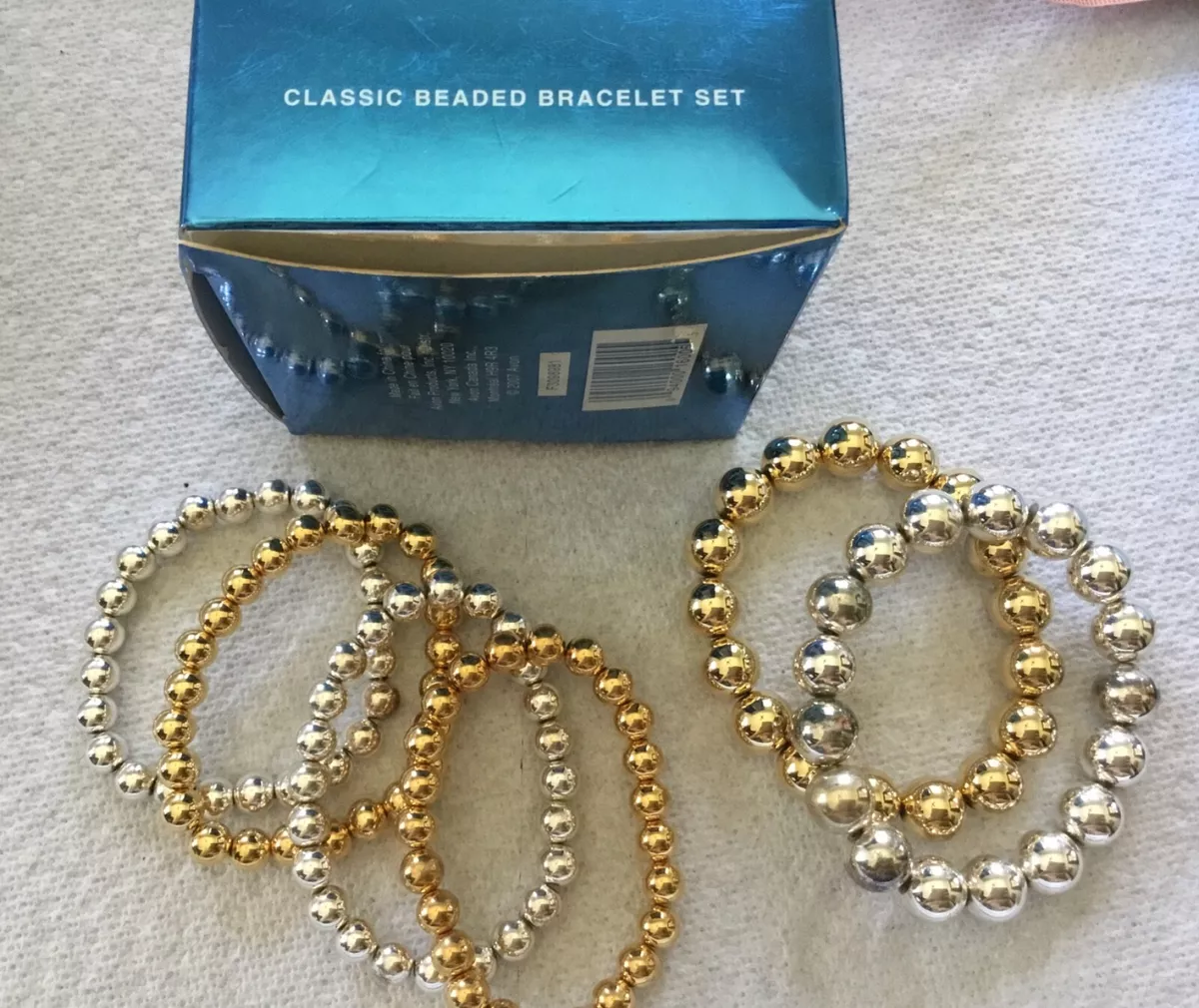 Avon Classic Beaded Bracelet Sets 2007 Metallic Gold Silver F3098981 Z1