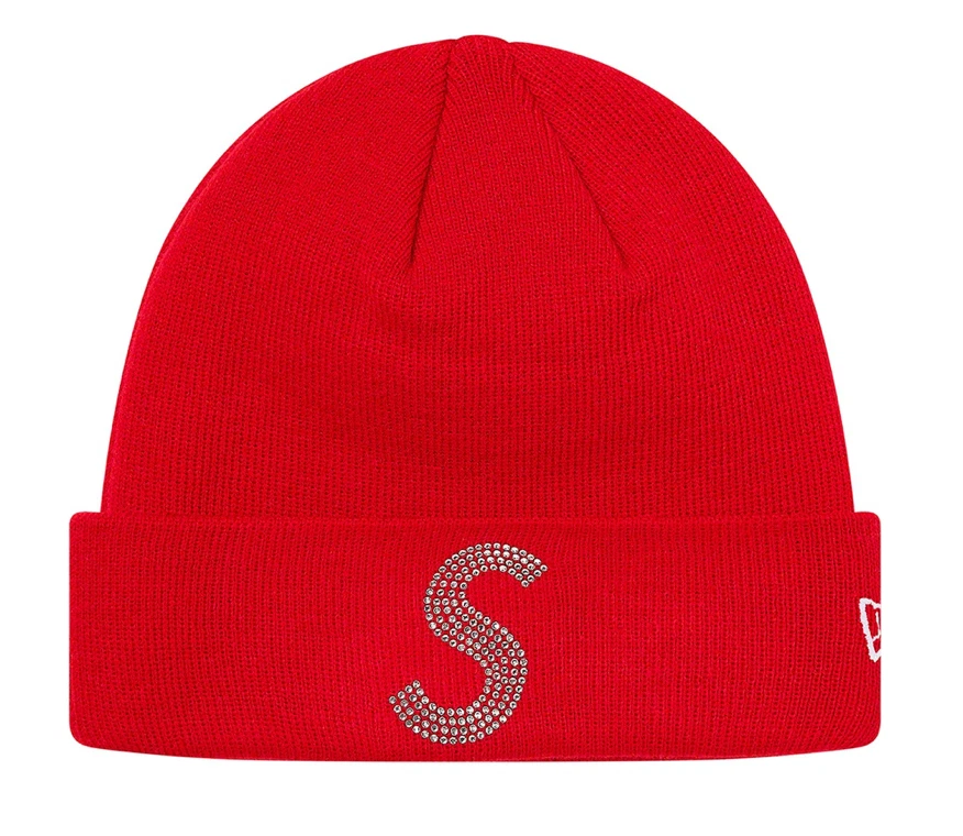 Bonnet rouge logo Swarovski S Supreme New Era   Neuf   SS21