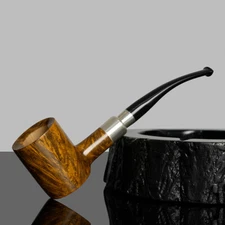 MUXIANG Briar Poker Pipe Wooden Smooth Tobacco Smoking Pipe Military Mount Stem