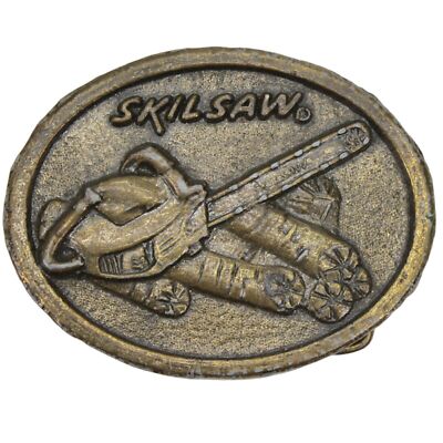 CHAINSAW BELT BUCKLE VINTAGE 1970S SKILSAW FIREWOOD CHICAGO SKIL CORP LUMBERJACK