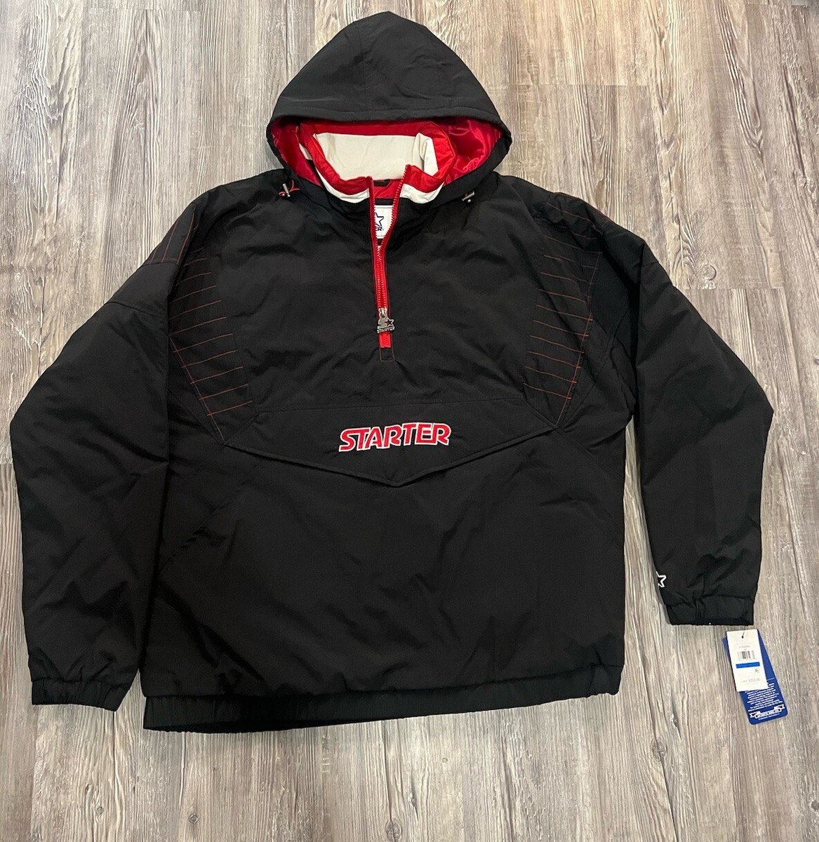 Starter Jacket Pullover Coat Black Red Size XL 019MN006 MSRP Starter Jacket Pullover Coat Black Red Size XL 019MN006 MSRP