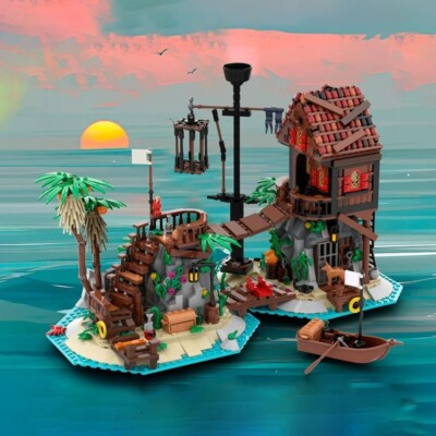 Modular Architecture on the Island Building Toys Set 1448 Stück C9387 Neu