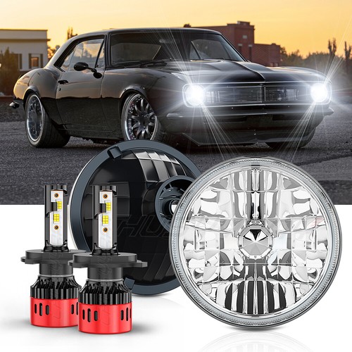7 Inch LED GLASS Headlight Round, ORIGINAL CLASSIC LOOK Conversion