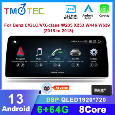 Mercedes C/GLC/V/X-Klasse W205 X253 12,3'' Autoradio 6+64GB Car Stereo DAB BOX