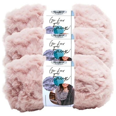 (3 Pack) Lion Brand Yarn 322-205BF Go for Faux Bulky Yarn, Pink Poodle