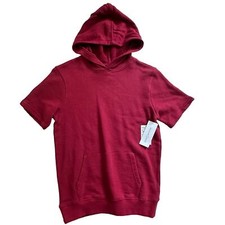 NWT Treasure  Bond Short Sleeve Hoodie Red Rhubarb Kids Large