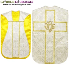 NEW Metallic Gold Roman Chasuble Fiddleback Vestment Fiddleback 5pcs set,Casulla