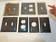 VTG DECO SIERRA Sierraplex BAKELITE SWITCH PLATE OUTLET COVER BRN RIBBED CHOOSE